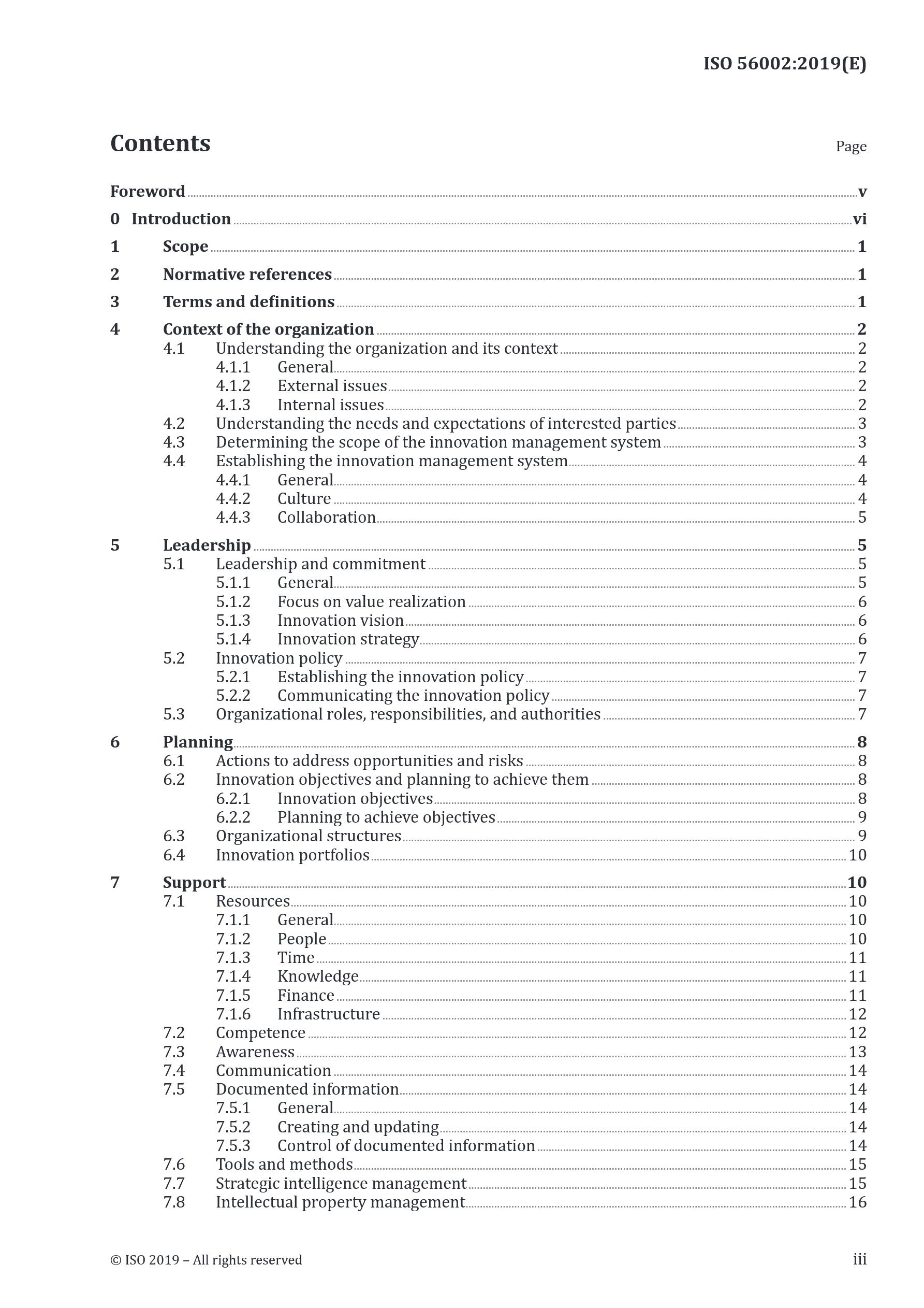 Cover preview — ISO 56002:2019 Innovation management — Innovation management system — Guidance — Page 3