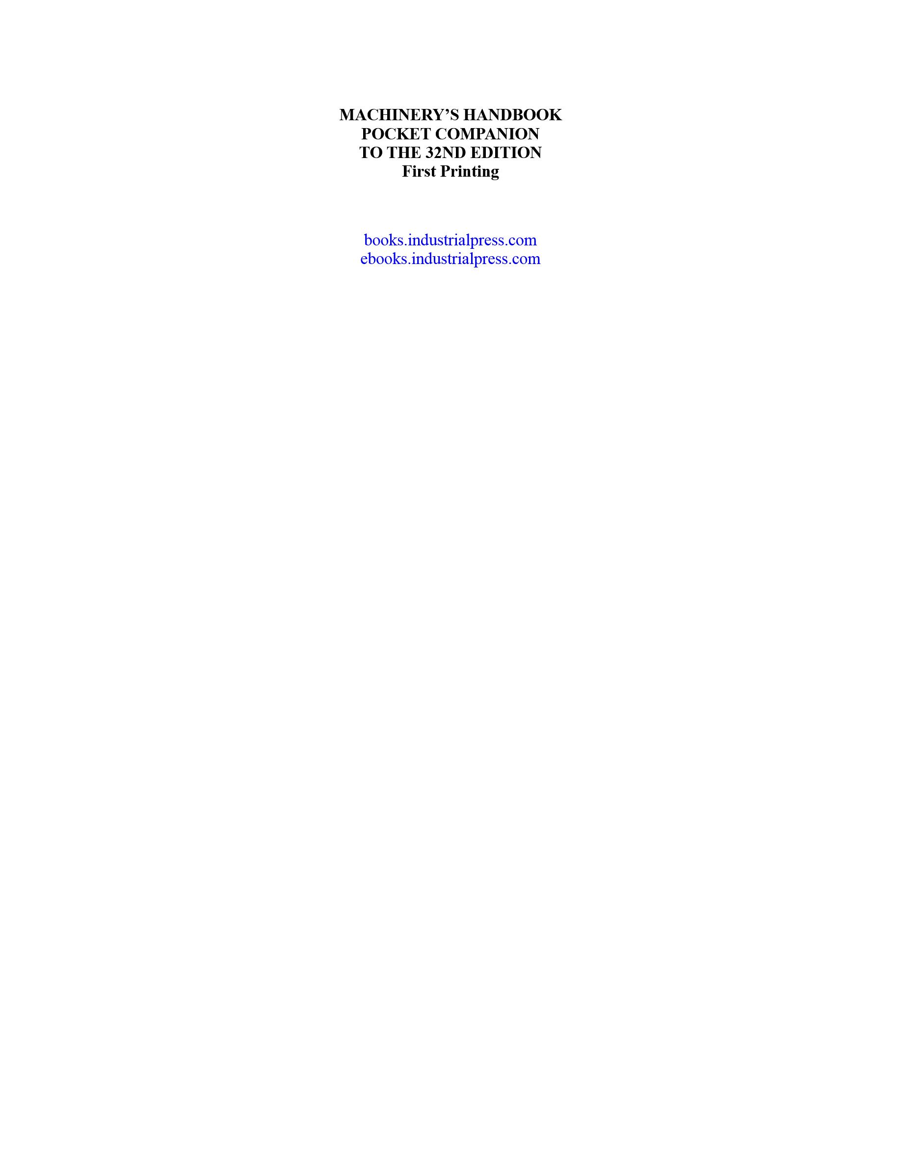 Cover preview — Machinery’s Handbook Pocket Companion: Quick Access to Basic Data & More from the 32nd Edition — Page 6