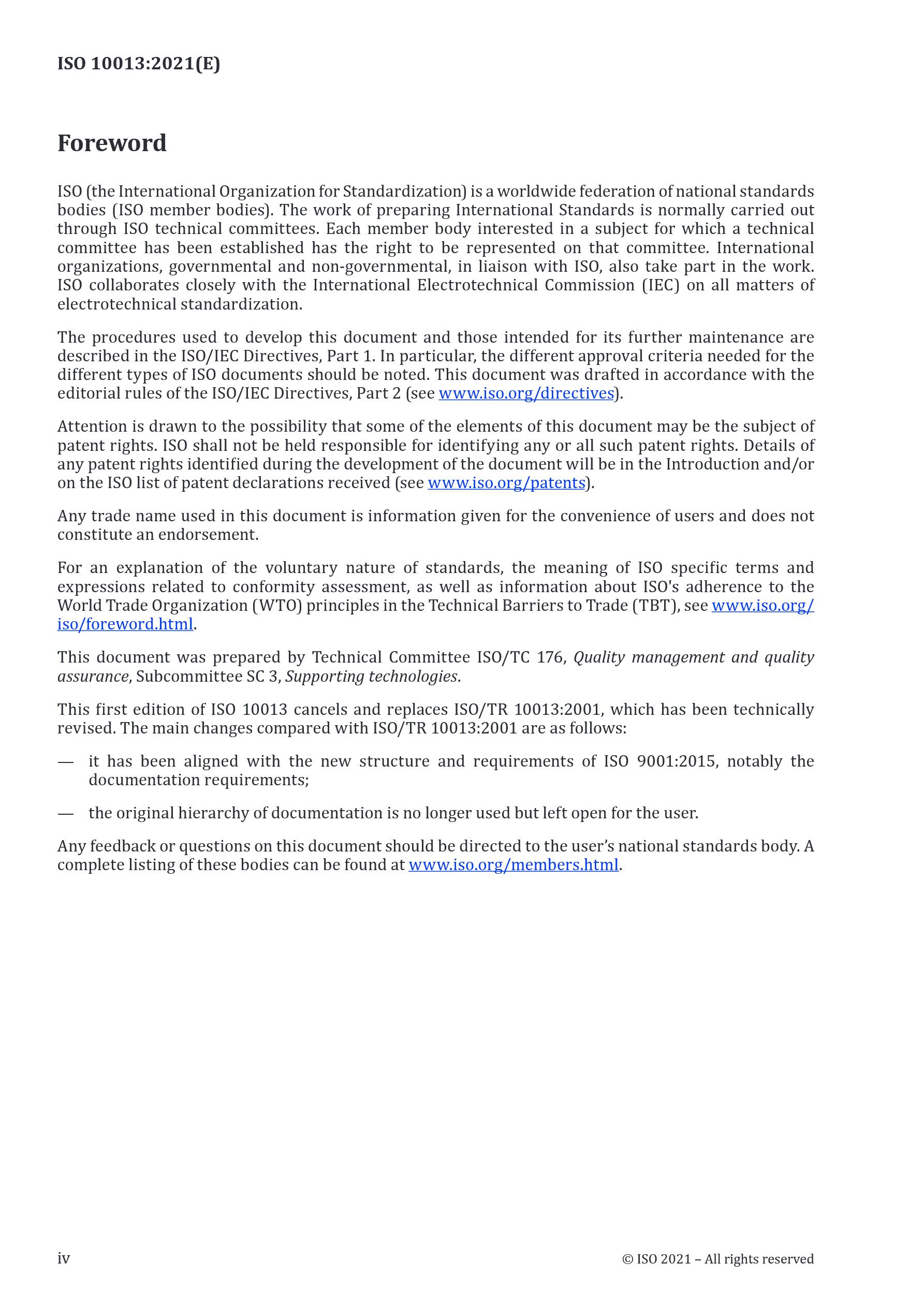 Cover preview — ISO 10013:2021 Quality Management Systems — Guidance for Documented Information — Page 4