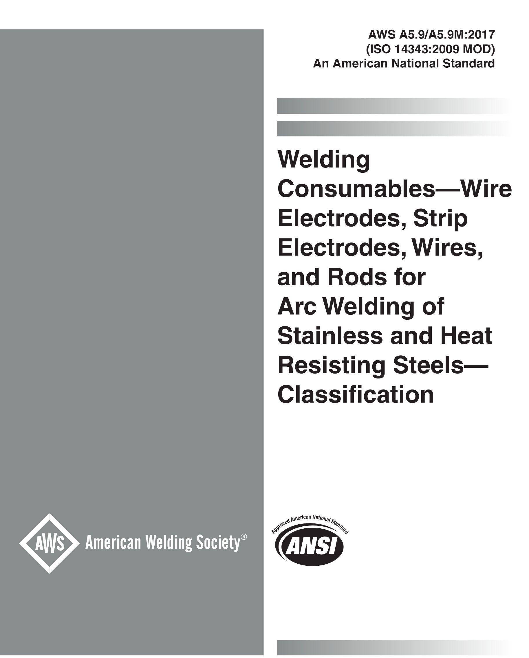 Cover preview — AWS A5.9/A5.9M Specification for Bare Stainless Steel Welding Electrodes and Rods — Page 1