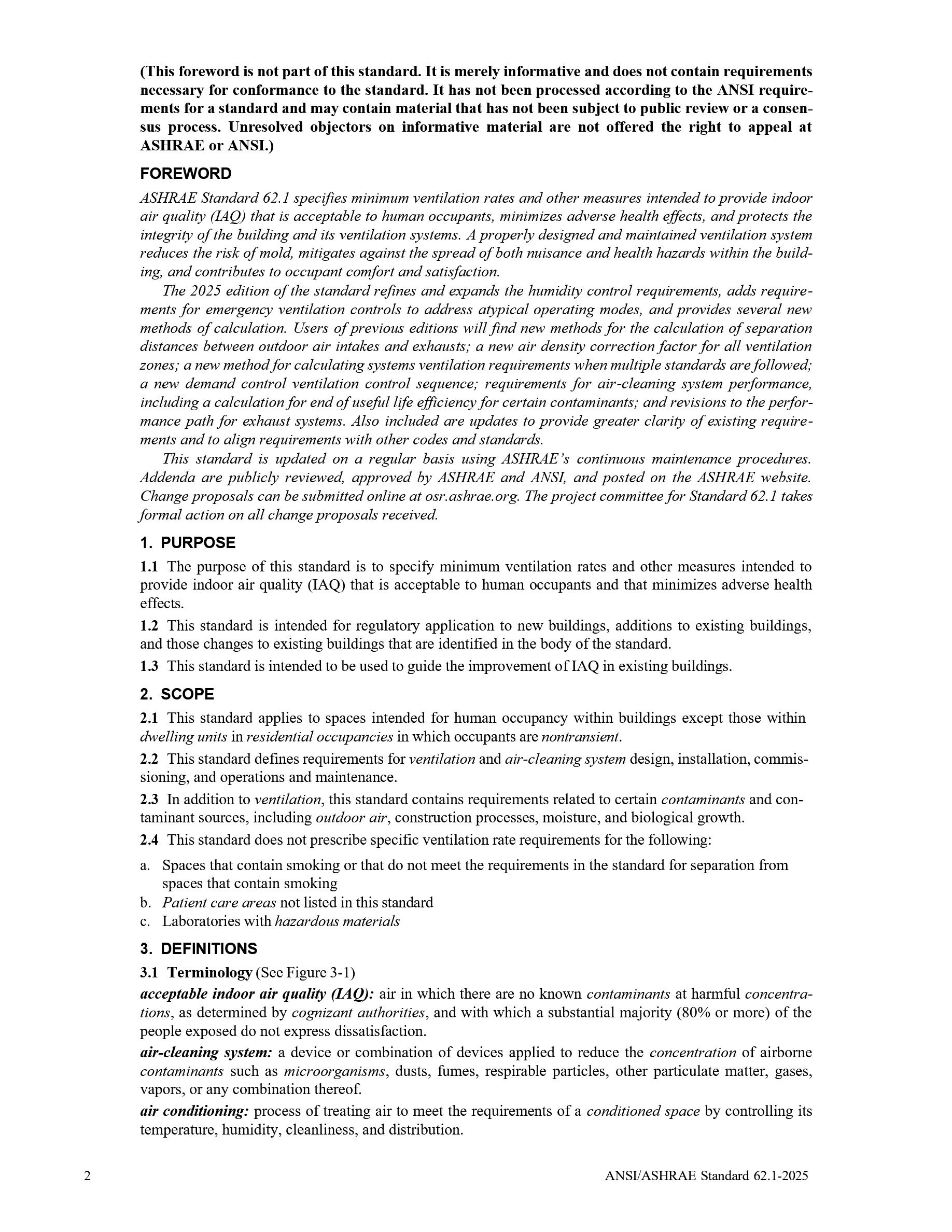 Cover preview — ANSI/ASHRAE Standard 62.1-2025 — Ventilation and Acceptable Indoor Air Quality — Page 4