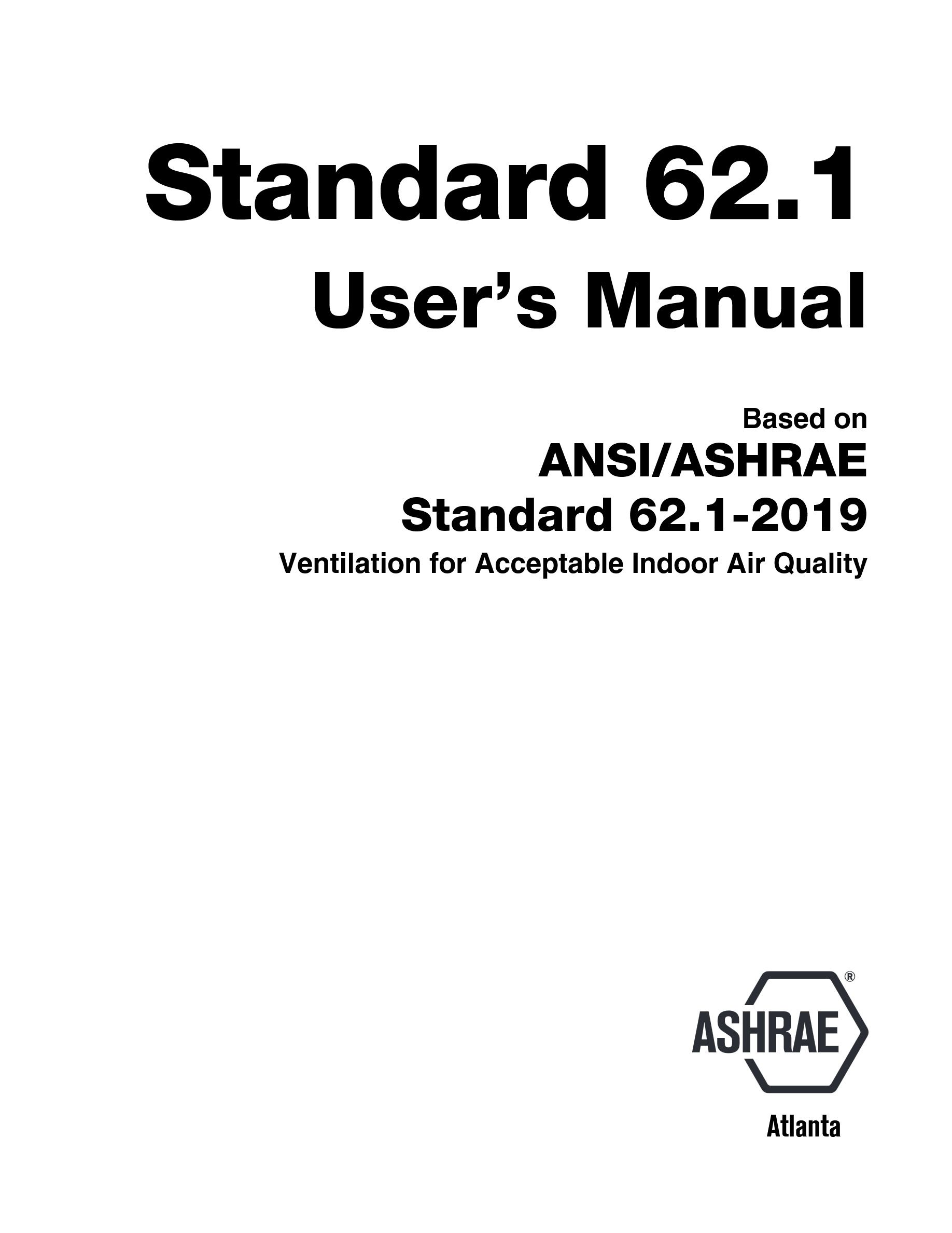 Cover preview — ASHRAE 62.1 User's Manual - Based on ANSI/ASHRAE Standard 62.1-2019, Ventilation for Acceptable Indoor Air Quality — Page 3