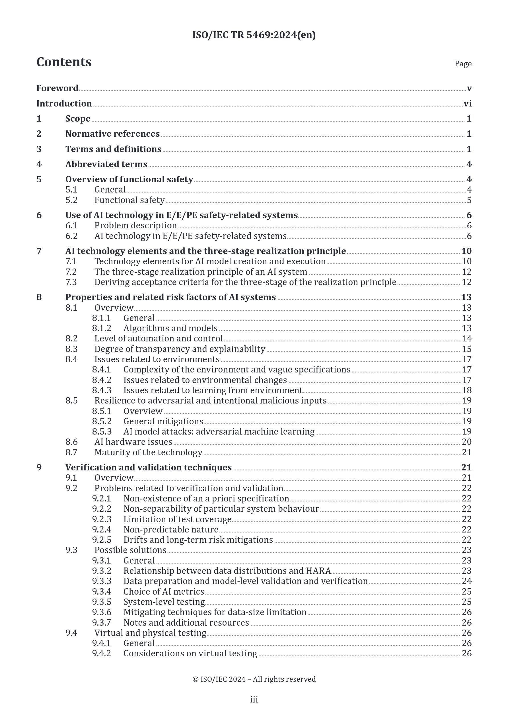 Cover preview — ISO/IEC TR 5469:2024 Artificial Intelligence — Functional Safety and AI Systems — Page 3
