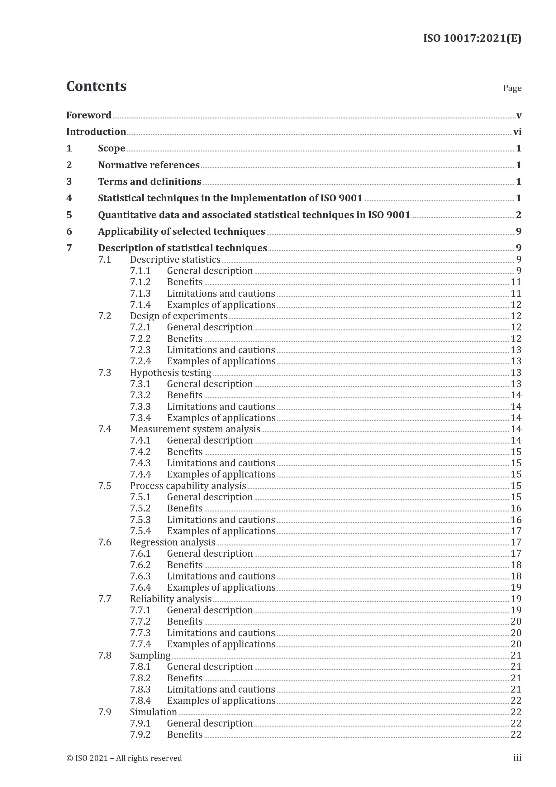 Cover preview — ISO 10017:2021 Quality Management — Guidance on Statistical Techniques for ISO 9001:2015 — Page 3