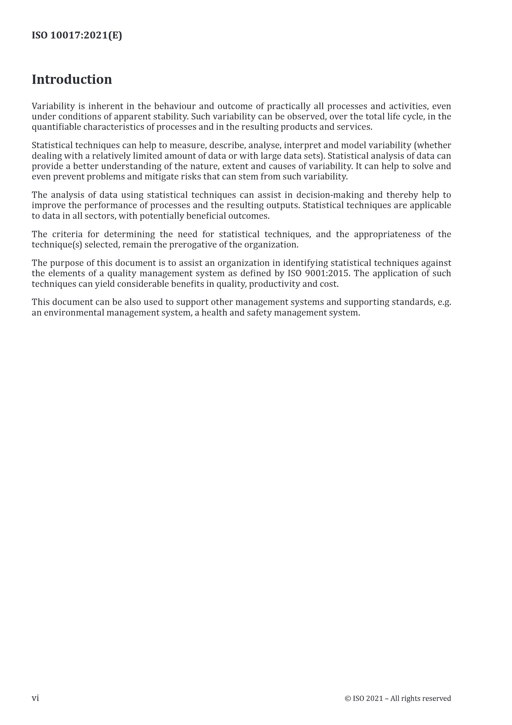 Cover preview — ISO 10017:2021 Quality Management — Guidance on Statistical Techniques for ISO 9001:2015 — Page 6
