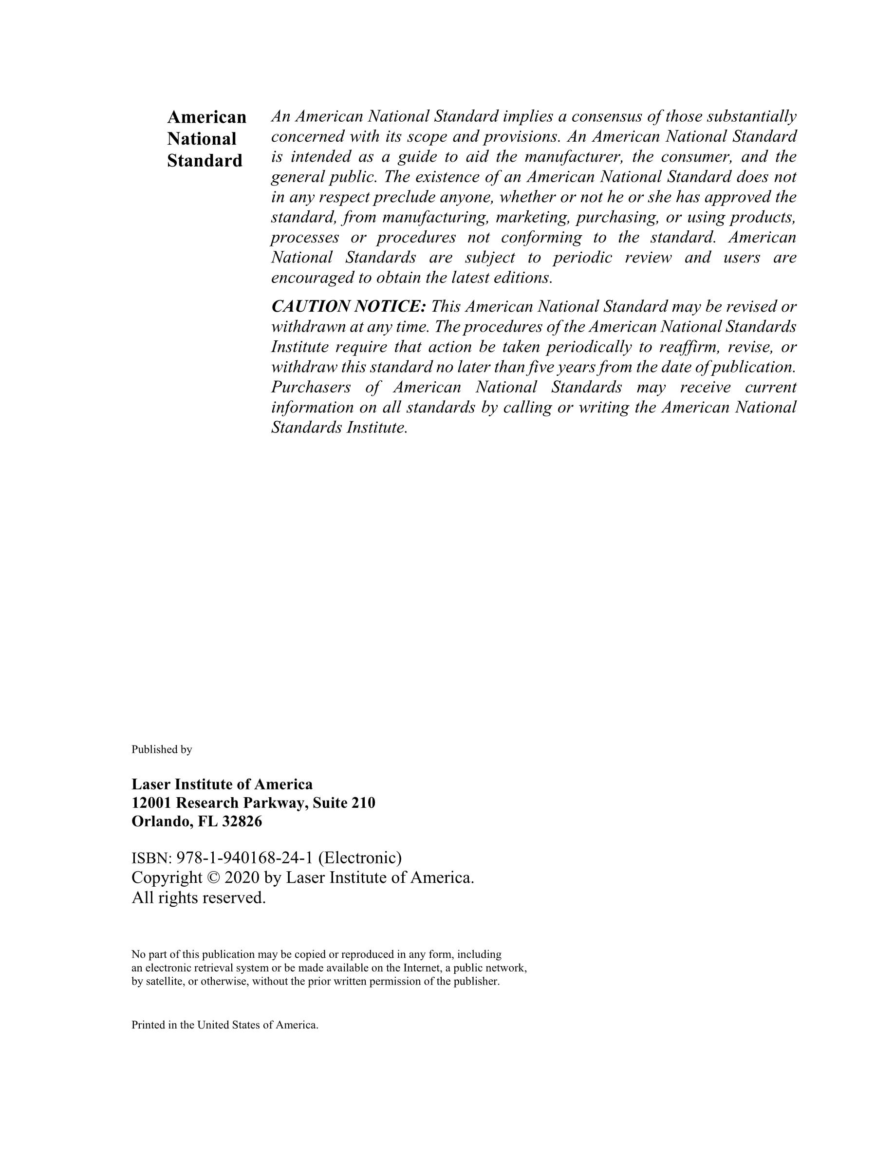 Cover preview — LIA Z136.8-2021 Safe Use of Lasers in Research, Development, or Testing — Page 3