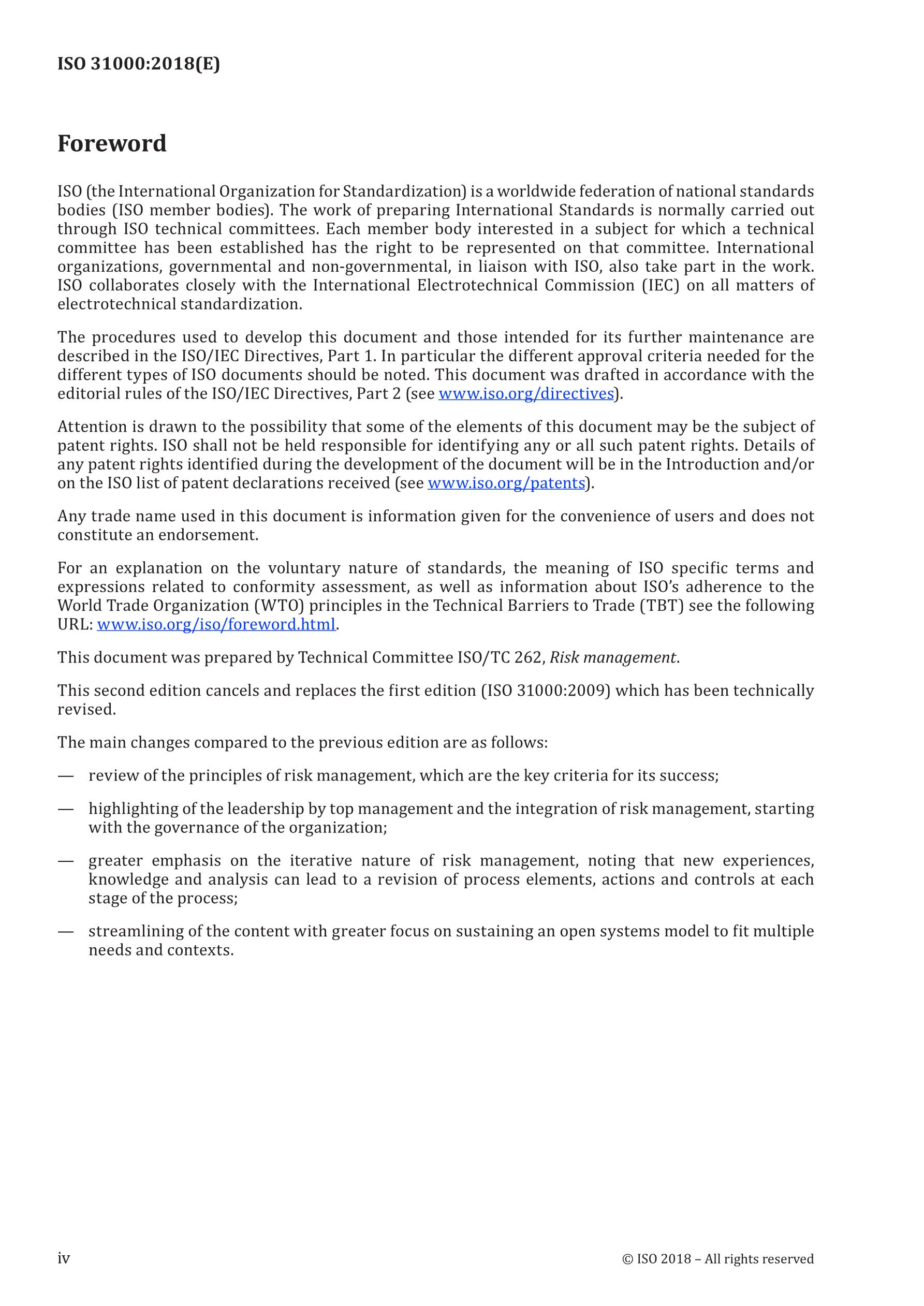 Cover preview — ISO 31000:2018 Risk management — Guidelines — Page 4