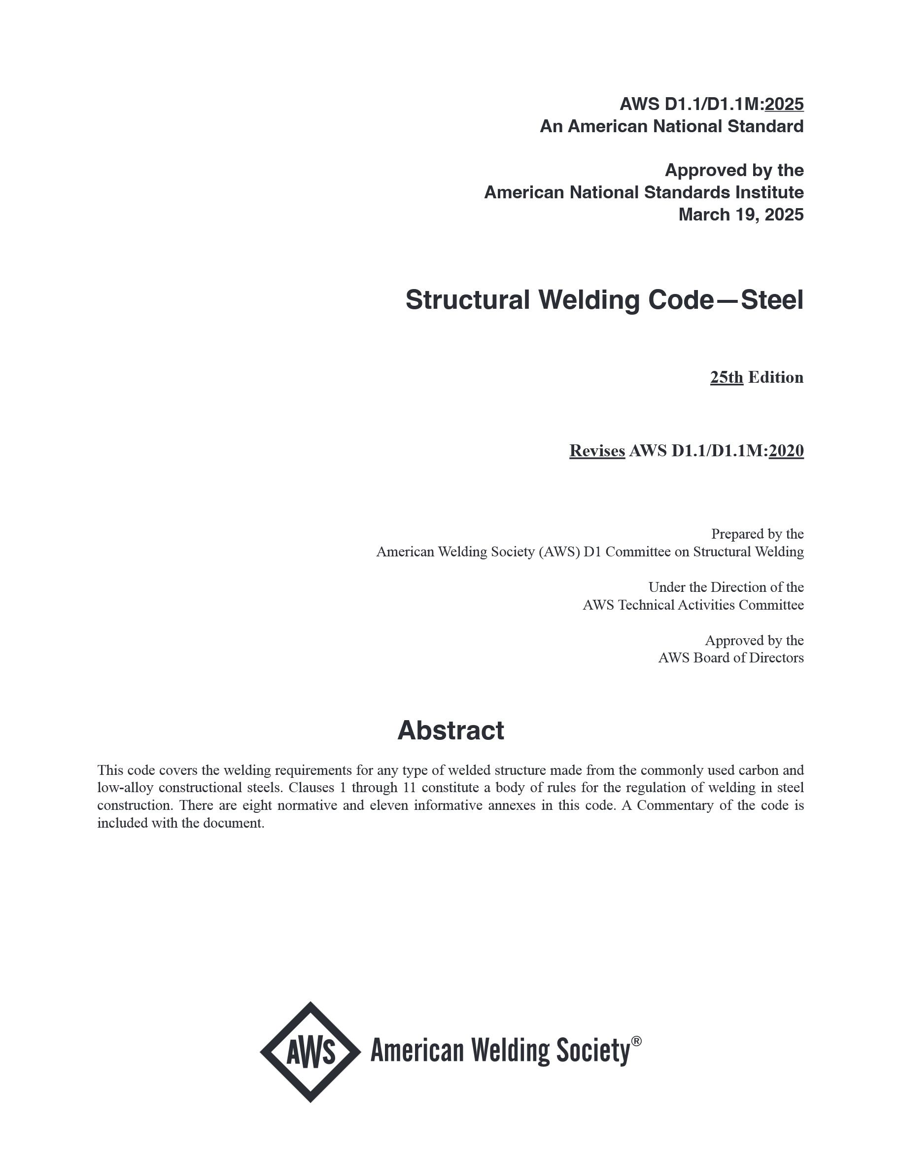 Cover preview — AWS D1.1/D1.1M - Structural Welding Code—Steel - 25th Edition — Page 2