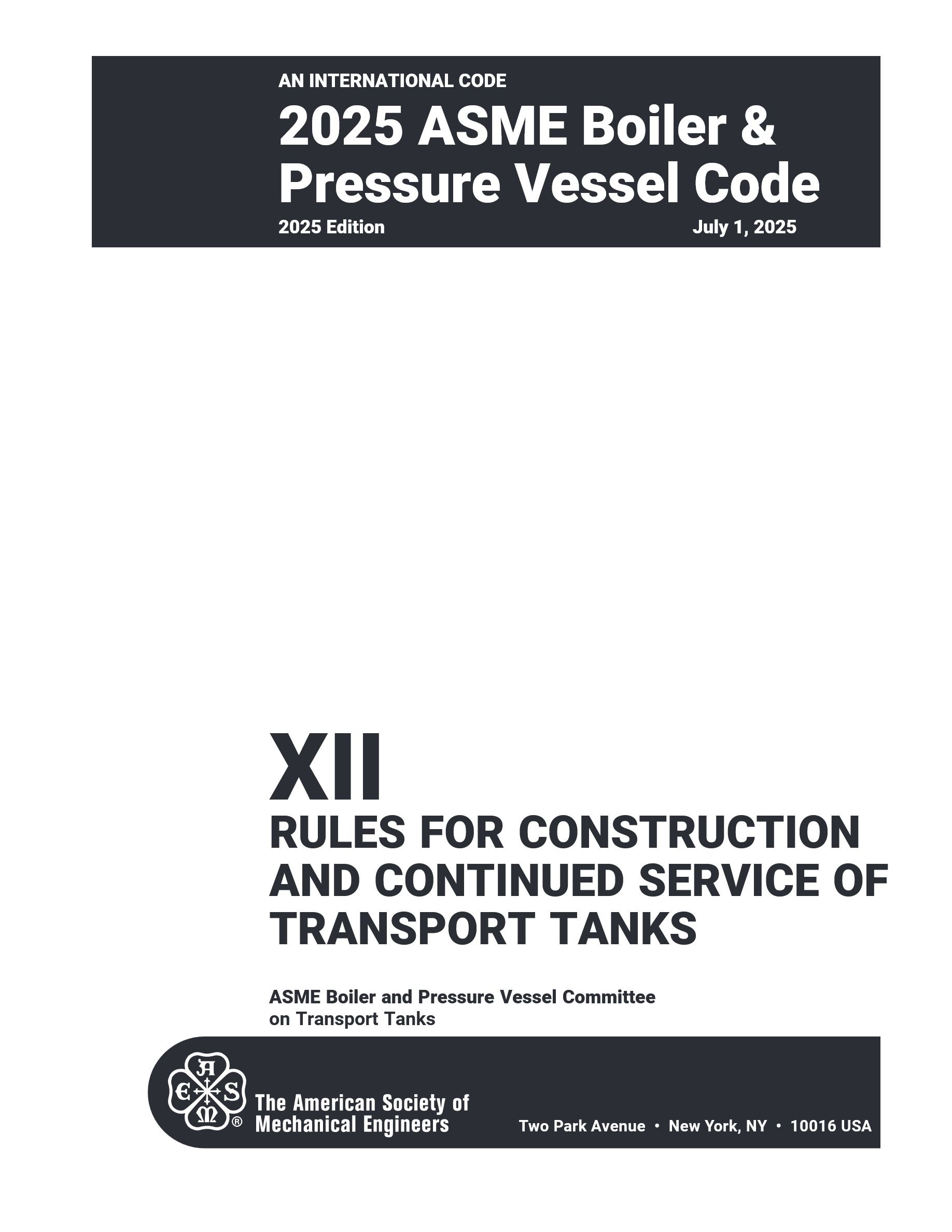 Cover preview — ASME BPVC.XII-2025 Section XII - Rules for Construction and Continued Service of Transport Tanks — Page 3