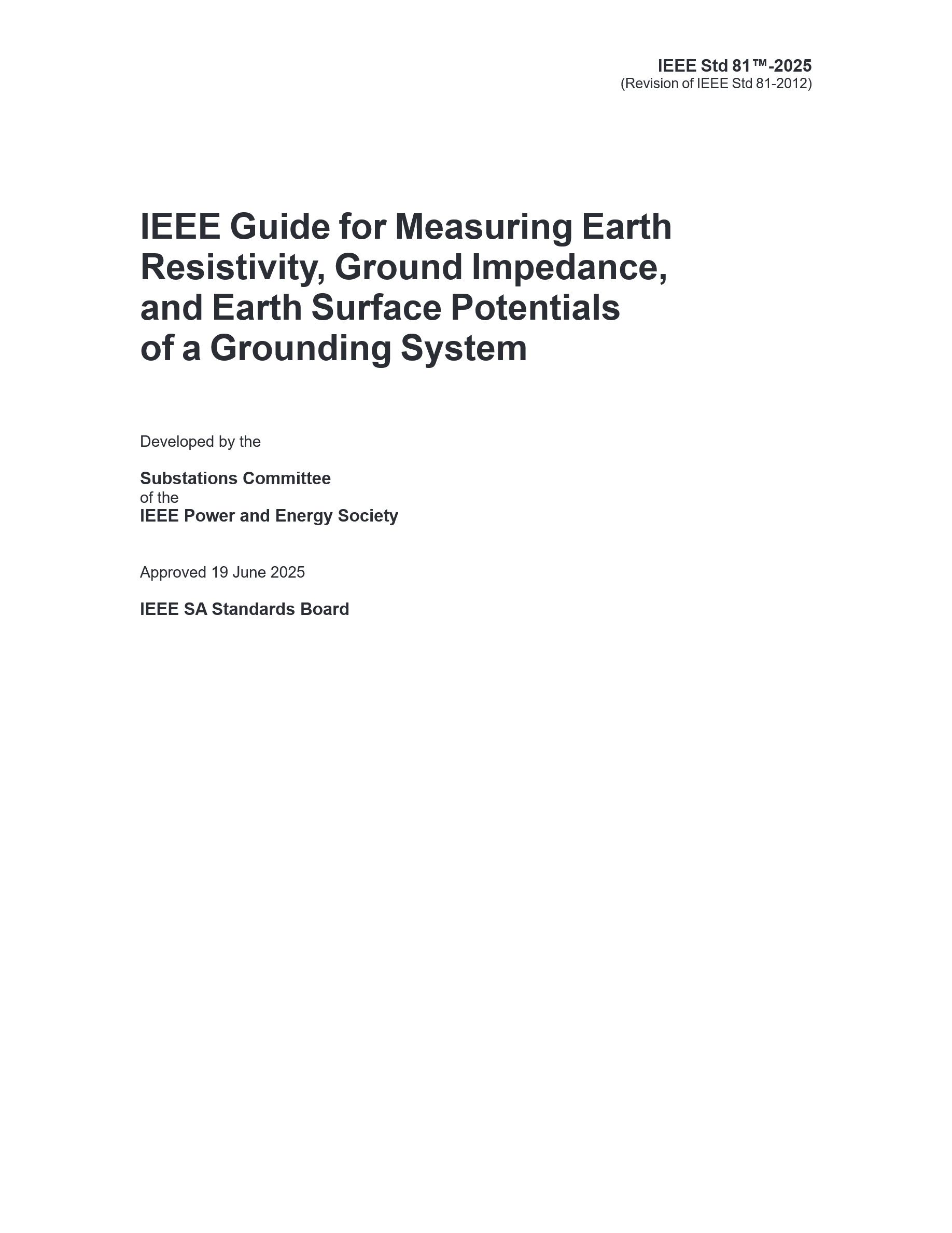 Cover preview — IEEE 81-2025 IEEE Guide for Measuring Earth Resistivity, Ground Impedance, and Earth Surface Potentials of a Grounding System — Page 2