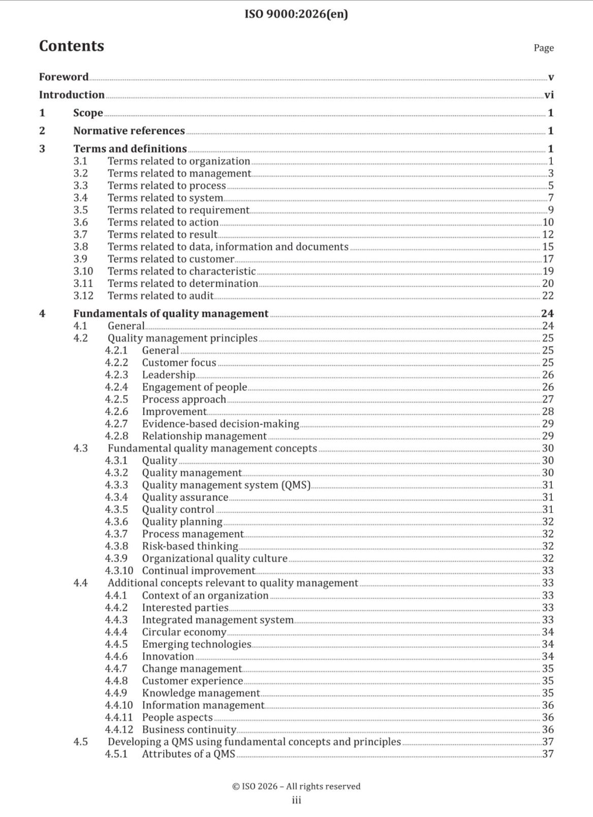 Cover preview — ISO 9000:2026 Quality Management — Fundamentals and Vocabulary — Page 3