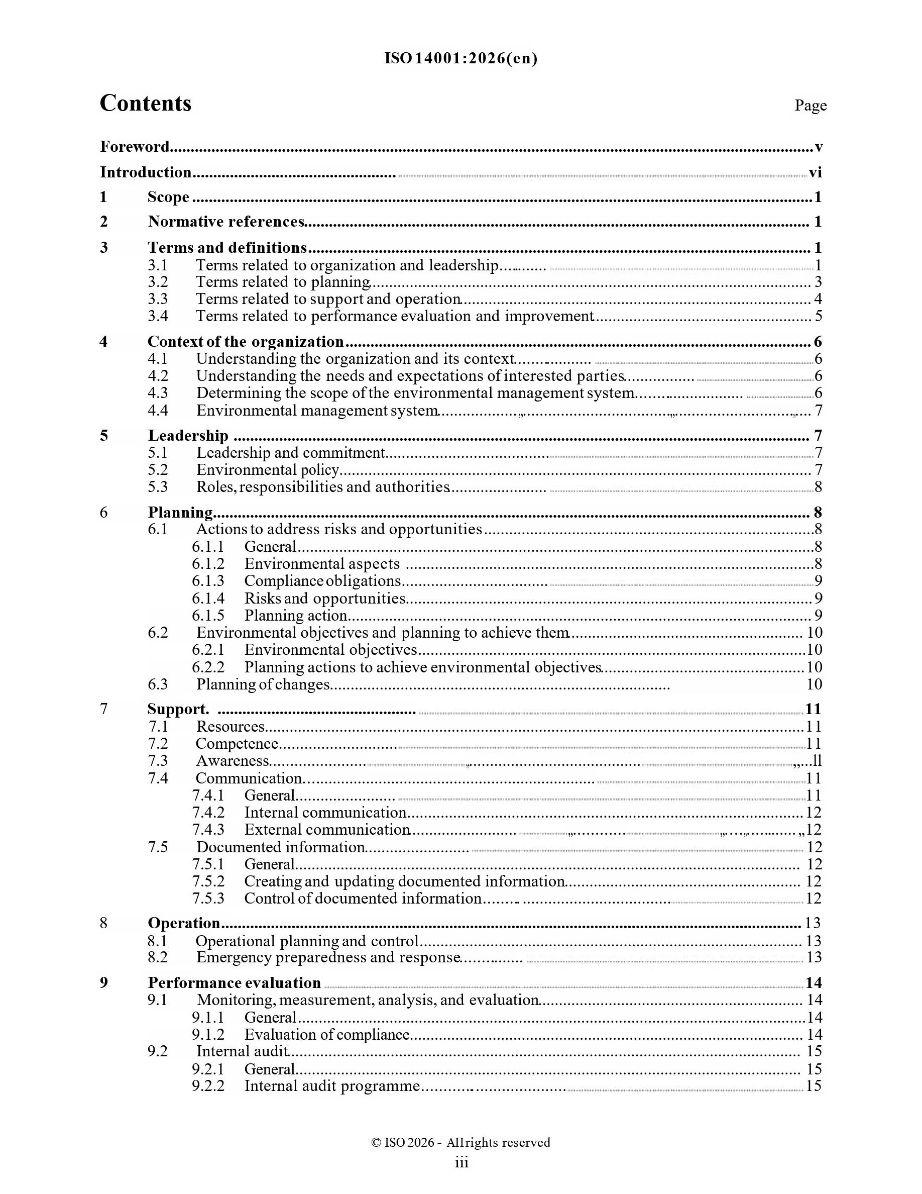 Cover preview — ISO 14001 - 2026 Environmental management systems - Requirements with guidance for use — Page 3