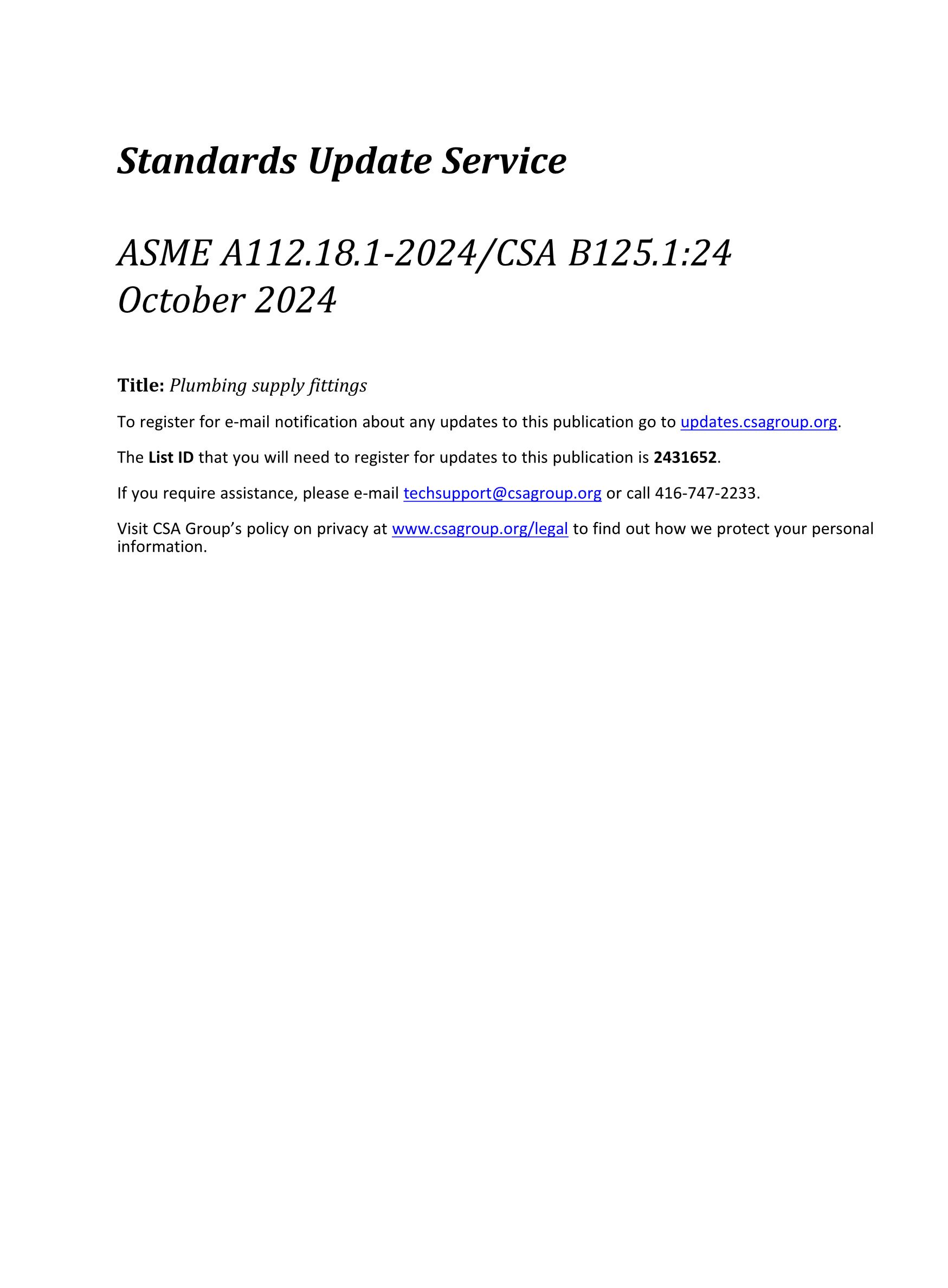 Cover preview — CSA B125.1:24/ASME A112.18.1-2024 Plumbing Supply Fittings — Page 3