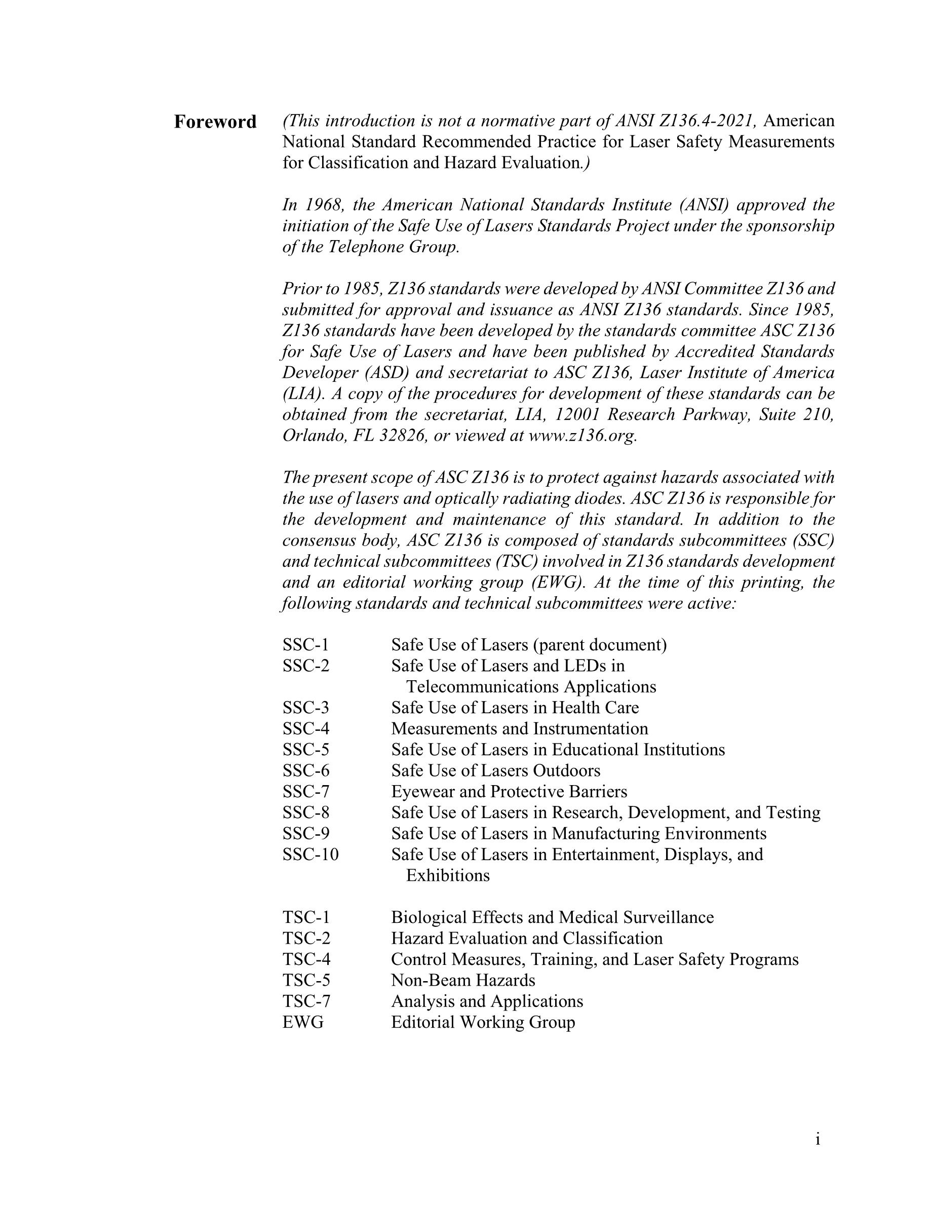 Cover preview — LIA Z136.4-2021 American National Standard Recommended Practice for Laser Safety Measurements for Classification and Hazard Evaluation — Page 4