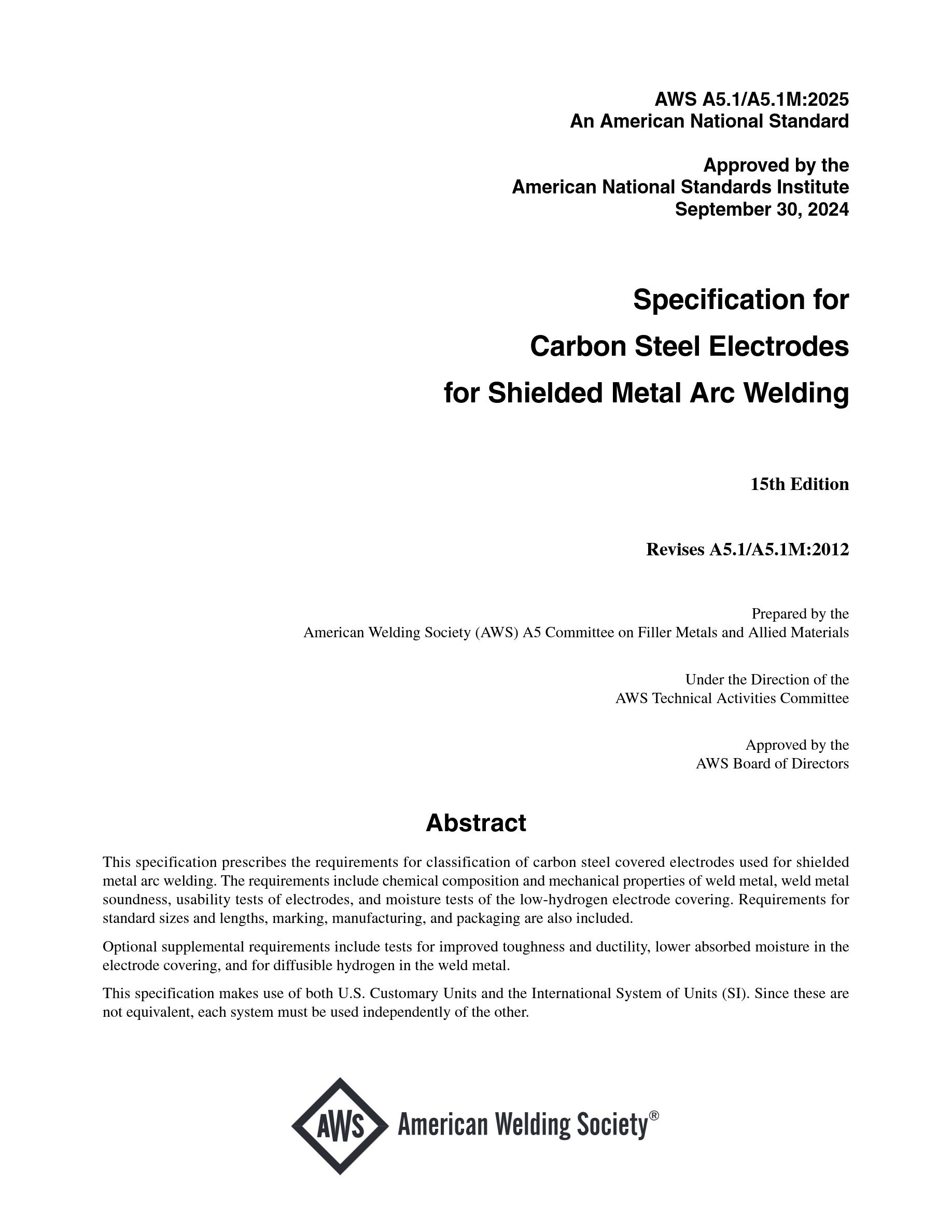 Cover preview — AWS A5.1/A5.1M Specification for Carbon Steel Electrodes for Shielded Metal Arc Welding — Page 2